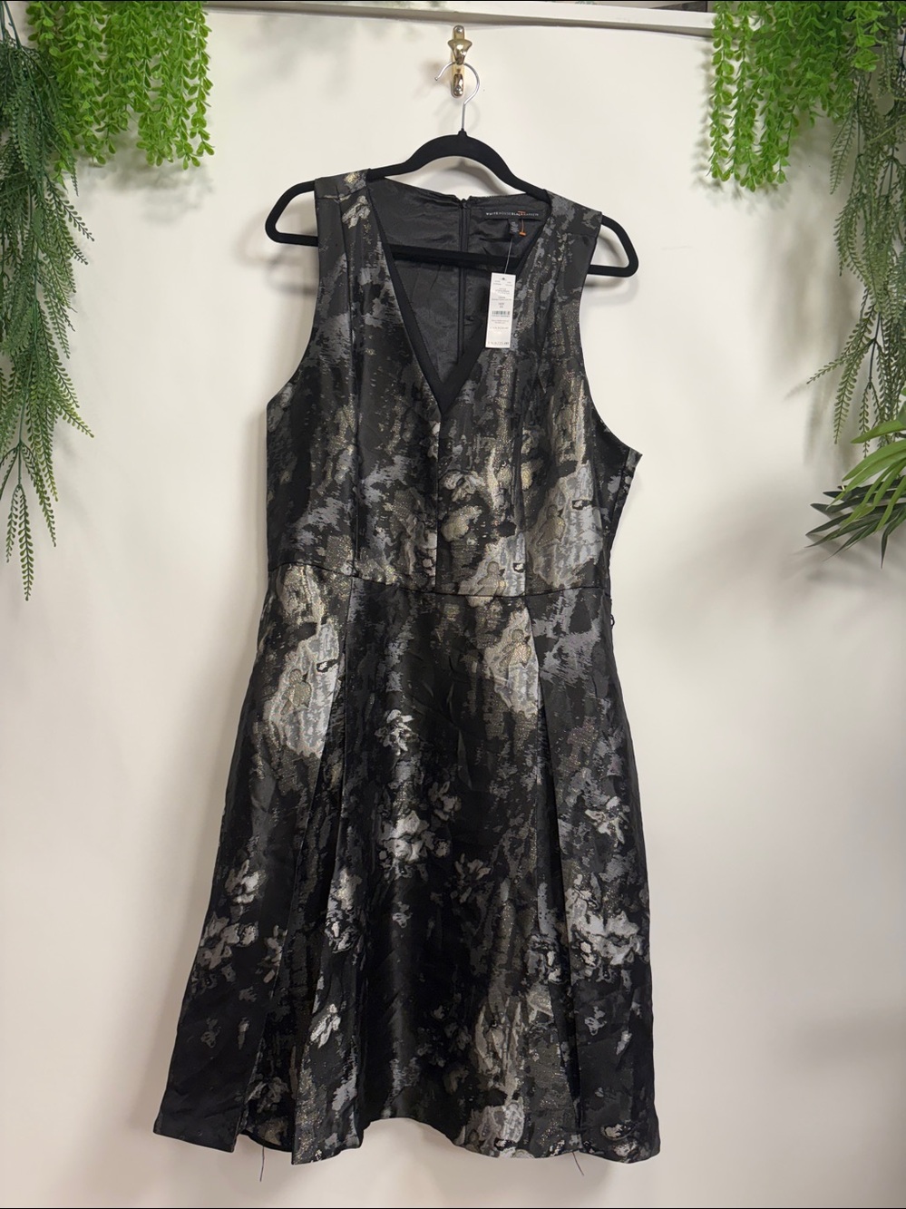 White House Black Market Metallic Floral Midi Dress